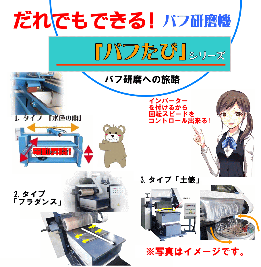 誰でも使いやすい構造のバフ研磨機バフたびシリーズ紹介
