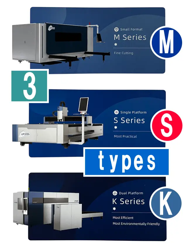 ファイバーレーザー切断機のM・S・Kシリーズ比較