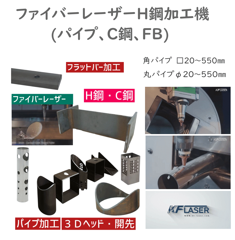 ファイバーレーザーH鋼パイプ加工機による金属切断加工
